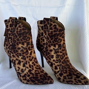 JustFab High Heel Stiletto Ankle Booties | Animal Print | Size 9